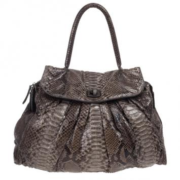 Zagliani Grey Python Puffy Handbag