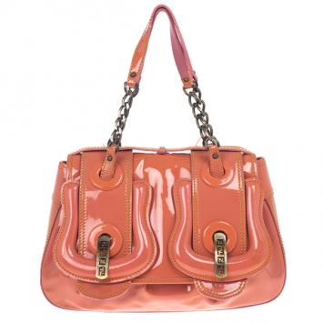 Fendi Orange Patent Leather 'B Bag' Tote