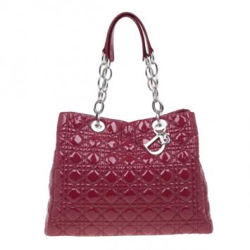Dior Red Cannage Quilted Patent Leather Dior Soft Large Shopping Tote