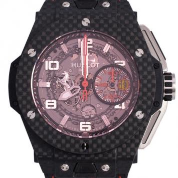 Pre Owned Hublot Big Bang Ferrari Carbon Red Magic Mens Wristwatch 45 MM