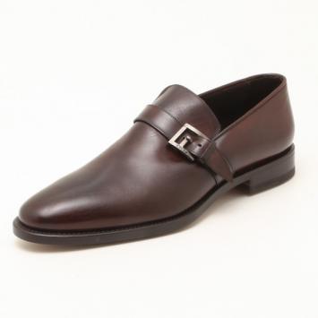 Pre Owned Fendi Brown Leather With Buckle Men Shoes Size 42.5