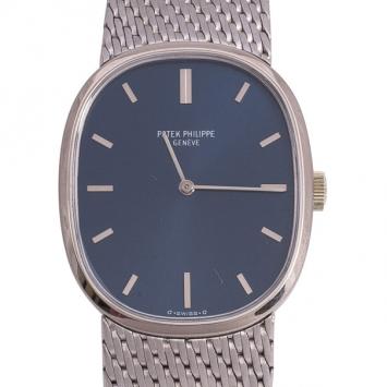 Pre Owned Patek Philippe Ellipse 18 K White Gold Power Reserve Mens Wristwatch 31 MM