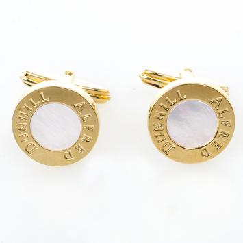 Pre Owned Alfred Dunhill Mother Of Pearl Gold Plated Cufflinks