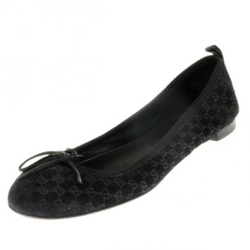 Gucci Black Suede Microguccissima Ali Ballet Flats Size 39.5