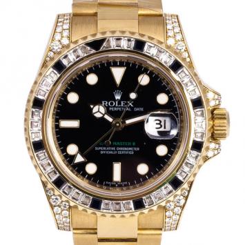 Pre Owned Rolex Oyster Perpetual GMT-Master II 18K Yellow Gold Mens Wristwatch 40 MM