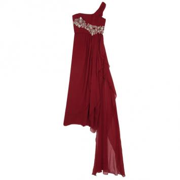 Marchesa One Shoulder Embellished Gown L