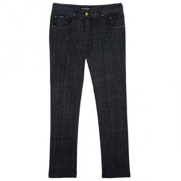 Pre Owned Dolce and Gabbana Denim Grey Black Straight Jeans S