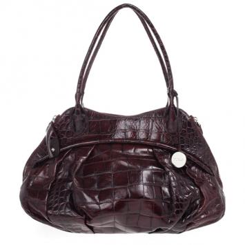 Furla Red Embossed Python Leather Clara Tote