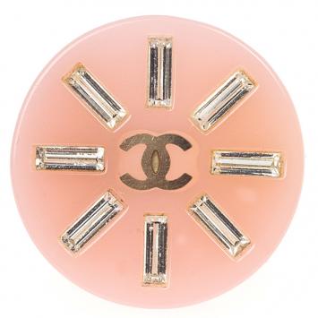 Chanel Crystal Pink Resin Ring Size 54