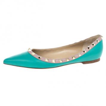 Valentino Turquoise Rockstud Ballet Flats Size 39