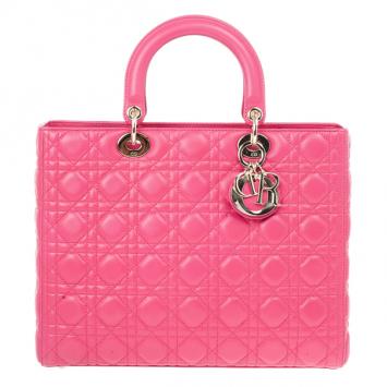 Dior Pink Lambskin Large Lady Dior