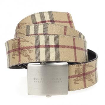Pre Owned Burberry Novacheck Plaque Belt 105 CM