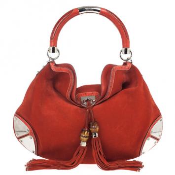 Gucci Orange Suede Medium Babouska Indy Bag