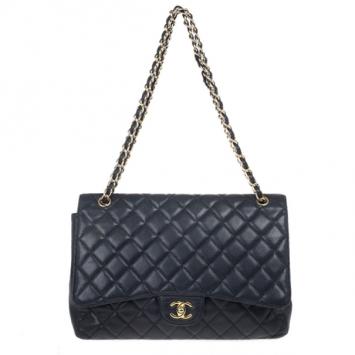 Chanel Black Caviar Jumbo Classic Flap Bag