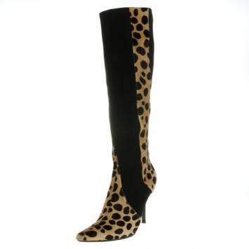 Dolce and Gabbana Pointed Toe Pony Hair Knee Length Boots Size 38