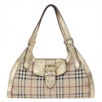 Burberry Classic Check Gold Ashbury Haymarket Tote