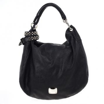 Jimmy Choo Black Leather Sky Studded Belt Hobo Bag