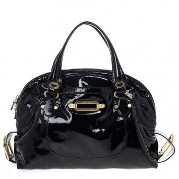 Jimmy Choo Black Patent Leather Thora Dome Satchel 