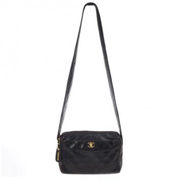 Chanel Black Quilted Camera Messenger Bag