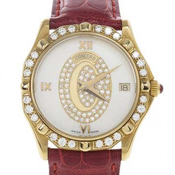 Concord Saratoga SL 18K Yellow Gold Diamond Womens Watch 32 MM