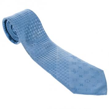 Pre Owned Louis Vuitton Blue Monogram Petit Damier Tie