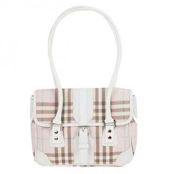 Burberry Nova Check Candy Small Boston Satchel Handbag