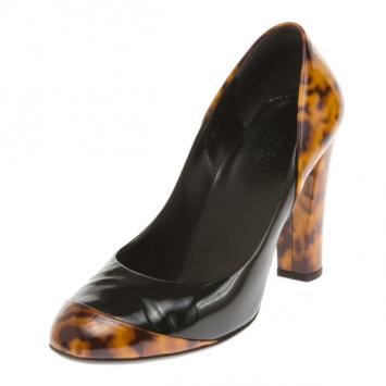 Gucci Black &amp; Tortoise Patent Pumps Size 38