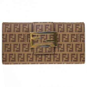 Fendi Brown Zucchino Spalmati 'Forever' Continental Wallet