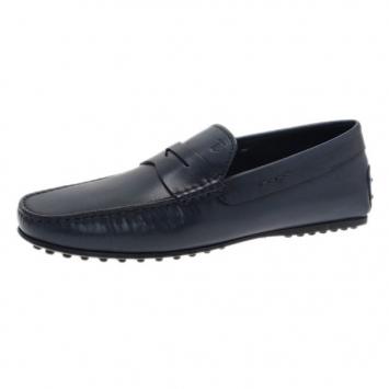 Pre Owned Tod's Navy Blue Leather Penny Loafers Size 43