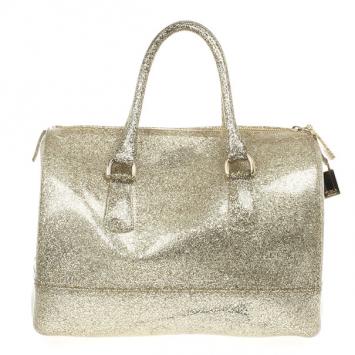 Furla Gold Glitter Candy Rubber Satchel