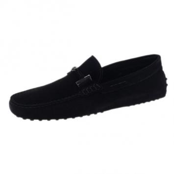 Pre Owned Tod's Black Suede Horsebit Buckle Loafers Size 43.5