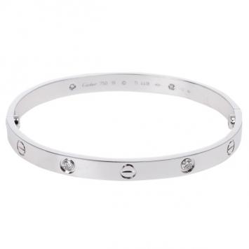 Cartier Love 4 Diamonds White Gold Bracelet 19 CM