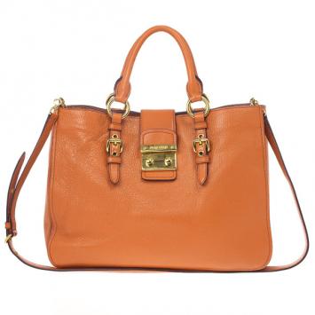 Miu Miu Papaya Madras Executive Tote 