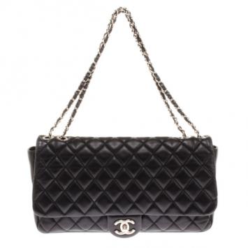 Chanel Black Lambskin Quilted Coco Rain Flap Bag
