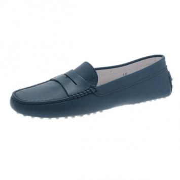 Tod's Blue Leather Penny Loafers Size 40