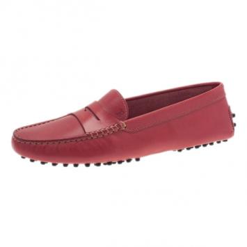 Tod's Pink Leather Penny Loafers Size 38