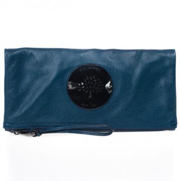 Mulberry Blue Metallic Spongy Pebbled Daria Clutch 