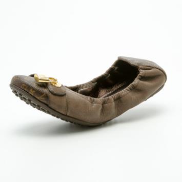 Louis Vuitton Monogram Canvas and Iridescent Calf Leather Lucky Ballet Flats Size 37.5