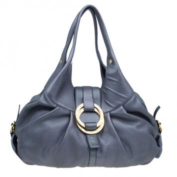Bvlgari Grey Leather Medium Chandra Shoulder Bag