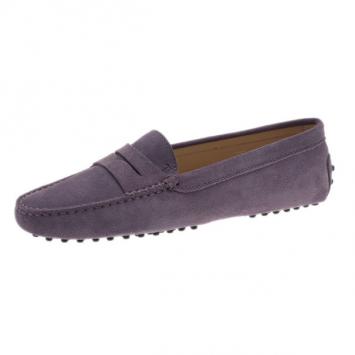 Tod's Lilac Suede Penny Loafers Size 38.5
