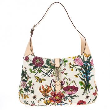 Gucci Limited Edition Jackie O Bouvier Botanical Floral Beaded/Embroidered Hobo Bag