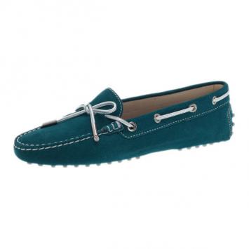 Tod's Turquoise Suede Bow Loafers Size 38