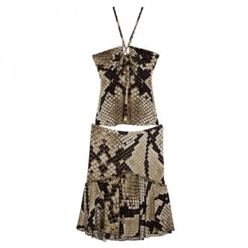 Roberto Cavalli Snake Print Skirt Set XS