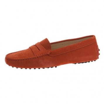 Tod's Orange Suede Penny Loafers Size 39