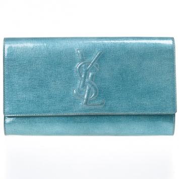 Yves Saint Laurent Blue Patent 'Belle De Jour' Flap Clutch