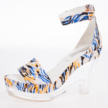 Stella McCartney Printed Valerie Plexi Wedge Sandals Size 40