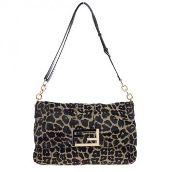 Fendi Leopard Zucca Baguette Handbag