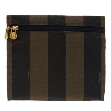 Fendi Brown Pequin Stripe Pouch
