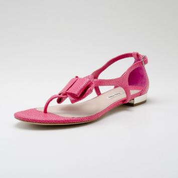Miu Miu Pink Textured Leather Bow Detail Sandals Size 39