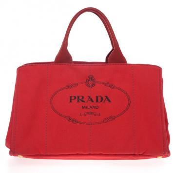 Prada Logo-Print Large Canvas Tote